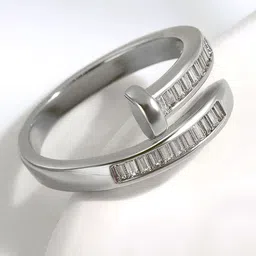 ZIVOM Silver-Plated CZ-studded Anti-Tarnish Finger Ring image 5