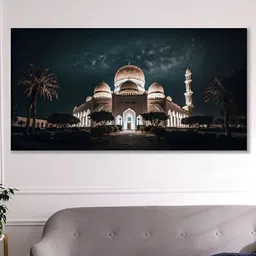 nestroots White & Black Mosque Canvas Framed Painting Wall Art-picture-12
