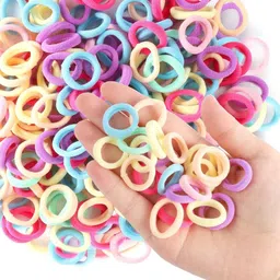 FAMEZA 200Pcs Baby Hair Ties, Soft Cotton Toddler Hair Ties for Girls and Kids, 1 Inch Multicolor Seamless Hair Bands for Kids Girls Gifts|MULTICOLOR A image 3