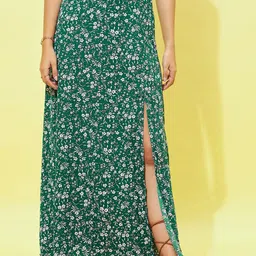 Berrylush Floral Printed Side Slit A-Line Maxi Skirt-picture-38