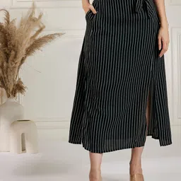 Marie Claire Black & White Striped A-Line Midi Skirt-picture-39