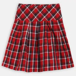 Blue Giraffe Girls Red & Black Checked A-Line Skirt-picture-22