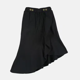 KiddoPanti Girls A-Line Asymmetrical Ruffle Denim Skirt-picture-31
