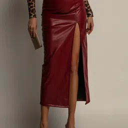 StyleCast x Revolte Women High-Slit A-Line Midi Skirt-picture-38