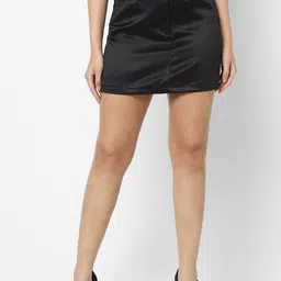 VASTRADO Women Black Solid A-line Skirt-image-53