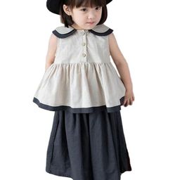 StyleCast x Revolte Girls Peter Pan Collar Pure Cotton Top with Skirt-picture-17