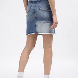 Iconic Self-Design Pencil Mini Pure Cotton Skirt image 2