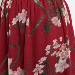 Bitterlime Floral Printed Flared Tie-Up Maxi Skirt image 5