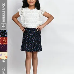 BAESD Girls Pack Of 4 Mini A-Line Pure Cotton Skirts-picture-21