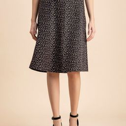 Moomaya Polka Dot Printed Crepe A-Line Skirt-picture-37
