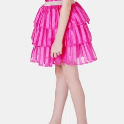 One Friday Girls Striped Layered A-Line Flared Skirts image 2