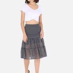 Trend Arrest Polka Dot Printed Tiered Midi Skirts image 5