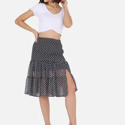 Trend Arrest Polka Dot Printed Tiered Midi Skirts image 2