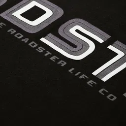 Roadster Men Black & White Brand Logo Printed Pure Cotton T-shirt image 2