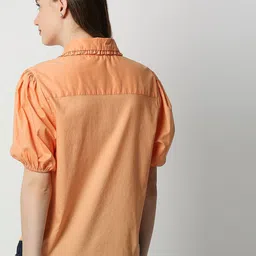 Remanika Peach-Coloured & salmon Shirt Style Top image 4