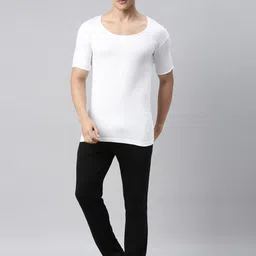 VIP Men Pack Of 2 White Solid Pure Cotton Innerwear Vests image 5