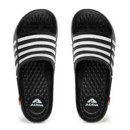 Adda Men Black & White Striped Sliders-picture-18