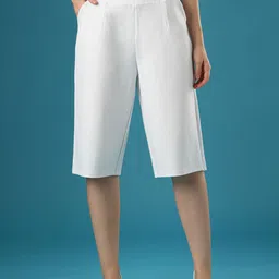Globus Women Relaxed Fit High Rise Stretchable Flat Front Culottes-image-5