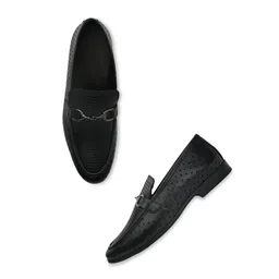 Regal Men Laser Cut Textured Leather Formal Loafers-picture-15