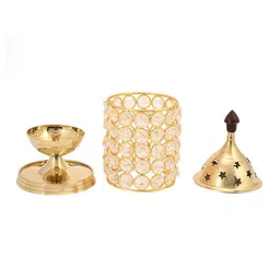 Craftvatika Gold Toned Brass Decorative Akhand Diya Oil Lamp image 3