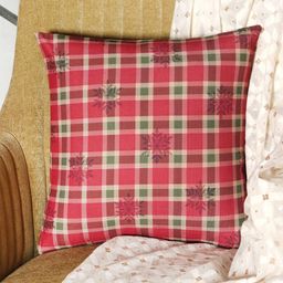 ZEBA Red & Green Checked Square Cushion Cover-picture-1
