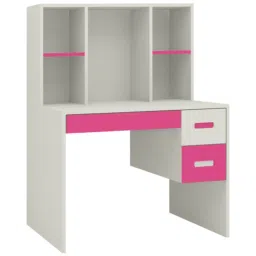 adona Tiara Kids Study Desk with 3 Drawers and Built In Bookshelf in Barbie Pink Colour image 2
