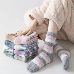 FIMS Unisex Pack Of 8 Striped Calf Length Winter Assorted Socks image 4