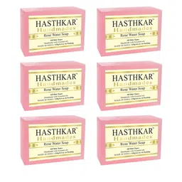 Hasthkar Set of 6 Handmade Rose Water Soap for All Skin Types - 125 g Each-picture-1