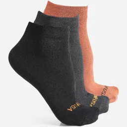 JUMP USA Men Pack Of 3 Black & Orange Above Ankle-Length Socks image 1