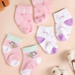 KICKS & CRAWL Infants Pack Of 3 Patterned Ankle-Length Socks-picture-17
