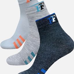 FIMS Men Pack Of 3 Striped Crew Ankle Length Socks-picture-43