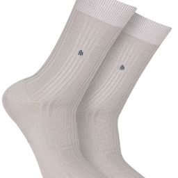 Bonjour Men Grey Ribbed Calf Length Formal Socks-picture-37