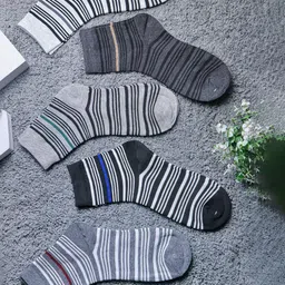 Brauch Men Pack Of 5 Cotton Striped Above Ankle Length Socks image 3