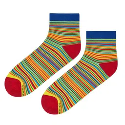 Dynamocks Unisex Yellow & Red Striped Ankle Length Socks image 4