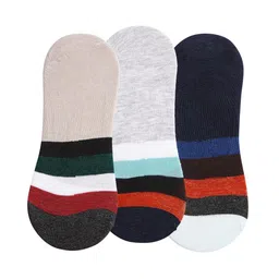 SECRETS BY ZEROKAATA Unisex Pack Of 3 Assorted Striped Cotton Shoe Liners Socks image 2