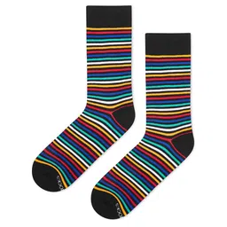 Dynamocks Unisex Black & Red Striped Calf-Length Socks image 3