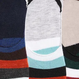 SECRETS BY ZEROKAATA Unisex Pack Of 3 Assorted Striped Cotton Shoe Liners Socks image 3