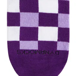 Dynamocks Unisex Purple & White Checks Ankle-Length Socks image 2