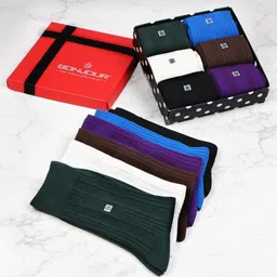 Bonjour Men Pack Of 6 Assorted Calf-Length Socks image 4