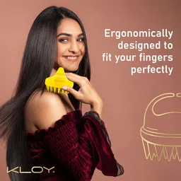 KLOY Yellow Hair Scalp Massager Exfoliator Shampoo Brush with Soft Silicone Bristles image 5