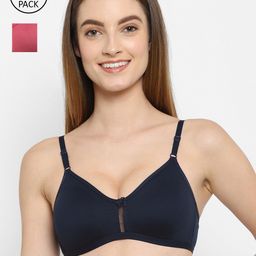 Floret Set-2 Navy Blue & Pink T-shirt Bra-picture-39