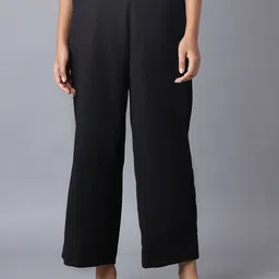 elleven Women Black Solid Cropped Palazzos image 1