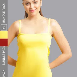 FBAR Pack Of 2 Non-Padded Bio Wash Pure Cotton Camisoles-image-54