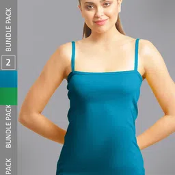 FBAR Pack Of 2 Non-Padded Bio Wash Pure Cotton Camisoles-picture-43