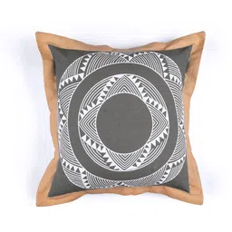 Saral Home Brown & White Set of 2 Geometric Square Cushion Covers image 2