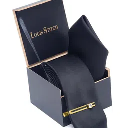 LOUIS STITCH Men Italian Silk Necktie Set With Pocket Square image 2