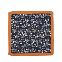 Allen Solly Men Navy Blue & Orange Printed Pocket Square image 3