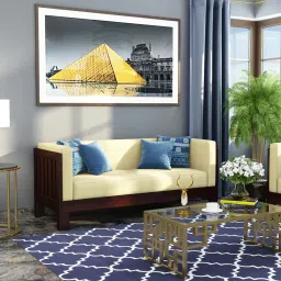 Prashiv 3 Seater Wooden Sofa (Creame Colour, Walnut Finish)-image-85