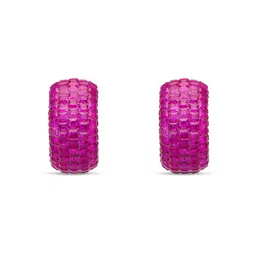 MISS JO 925 Sterling Silver Rhodium-Plated Circular Stone Studded Half Hoop Earrings-picture-14