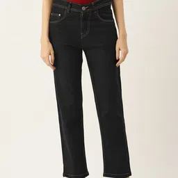 PARIS HAMILTON Women Black Straight Fit High-Rise Stretchable Jeans-image-72